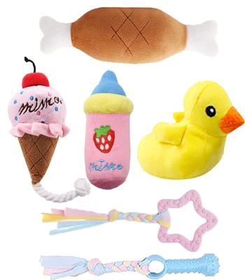 PetGround Dog Set of Squeaky Chew Teething Plush Toys for Small Dogs and Cats Toys, 6, Toys, Toys,