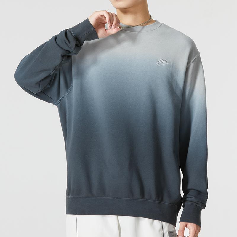 Nike Logo Print Casual Loose Long Sleeve Crew Neck Sweatshirt Men Tops Blue DQ4628-070