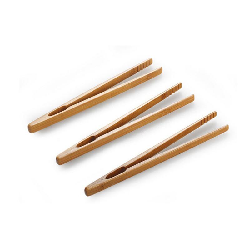 2pcs Wooden Tea Tweezer Bacon Tea Clip Tongs Bamboo Salad Food Toast Bend Clip Straight Clips Kitchen Accessories Teaware