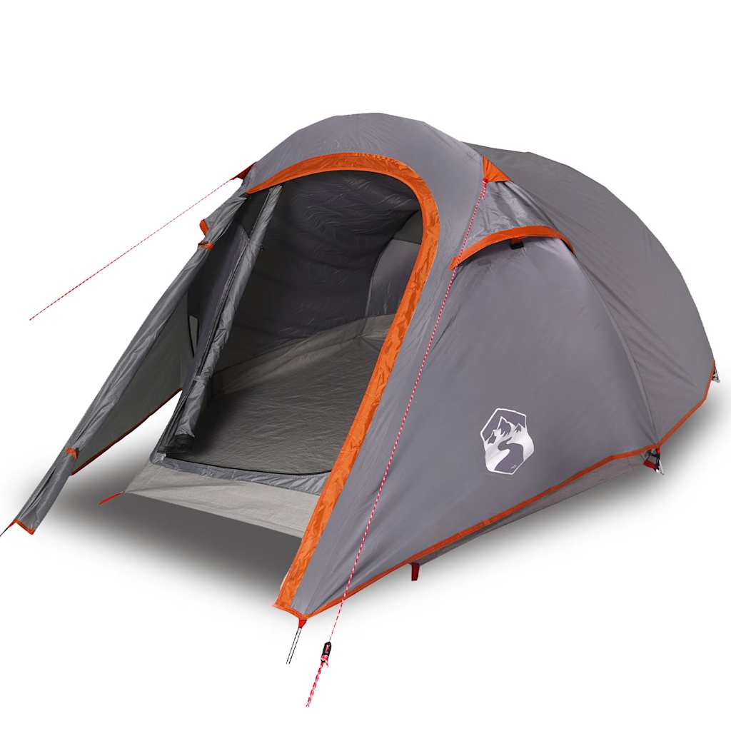 Tunnel Tent for 2 Persons Grey and Orange Waterproof