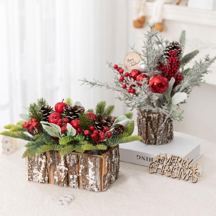 Artificial Christmas Tree Small Bucket Christmas Holiday Dining Table Decor