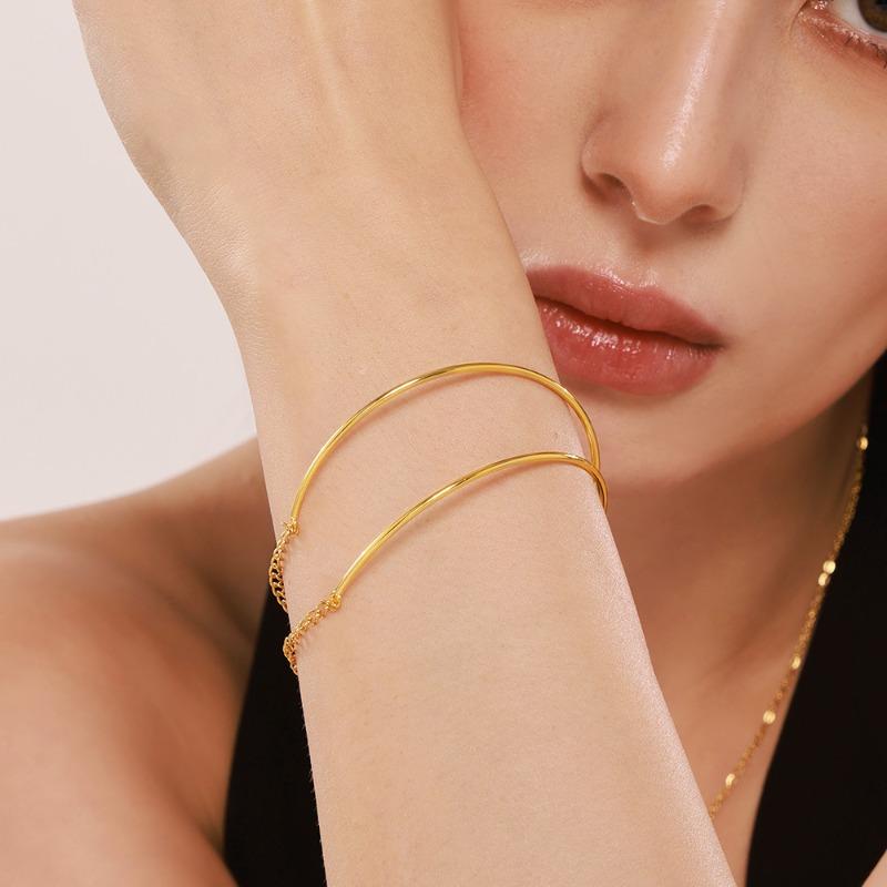 Mili ultra-fine coil bracelet - niche fashion bangle, stainless steel pvd gold plated jewelry