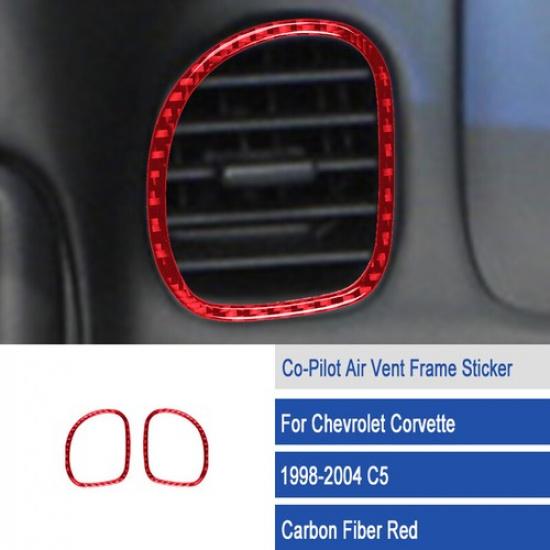 For Chevrolet Corvette C5 1998-2004 2x Red Carbon Fiber Co-Pilot Air Vent Cover