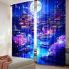 2Pcs Fantasy Landscape Curtain For Bedroom Moonlight Mountain Castle Water Floral Room Decor Nature Aesthetic For Living Room