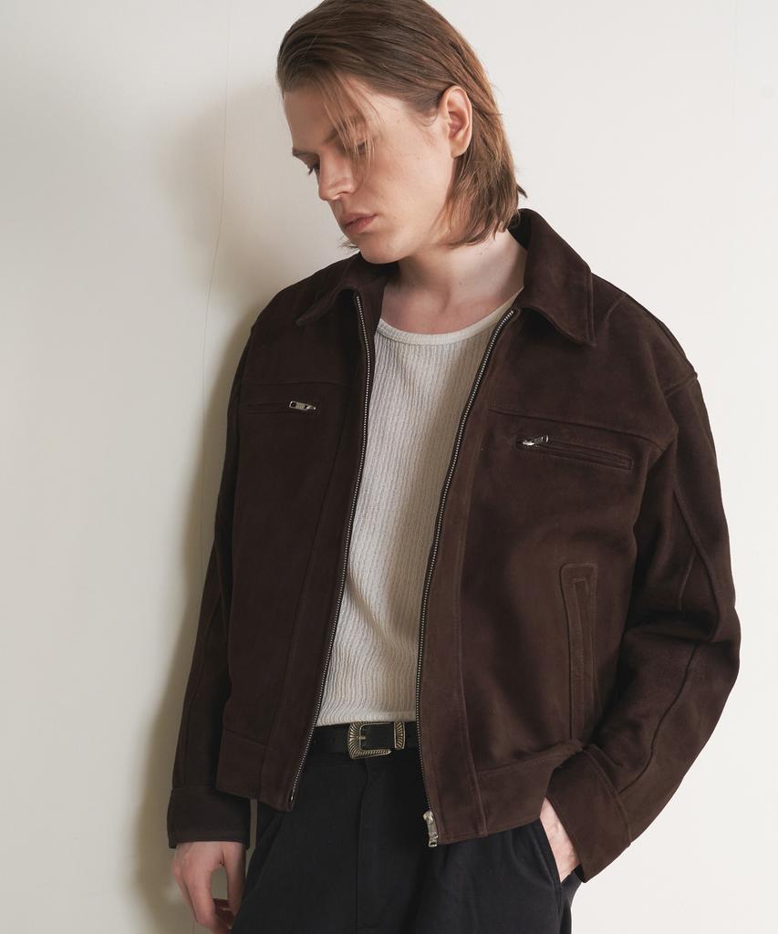 Sperone [Real Leather] Premium Goat Lamb Suede Layer Jacket (Dark Brown)