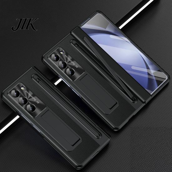 Pen Tray Stylus Phone Case for Samsung Z Fold 6 PC Shell with Slot Mobile Hinge Guard Cover Spring Protection & Integrated Kickstand Full-Body