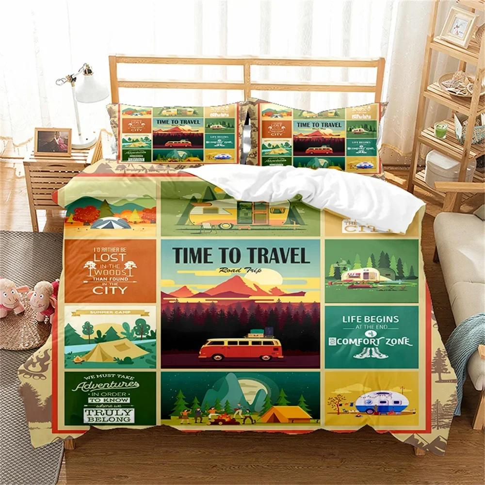 3D Print Natural Landscape Camping Night Sky Comfortable Duvet Quilt Cover Pillowcase Bedding Set Children Bedroom Home Textile