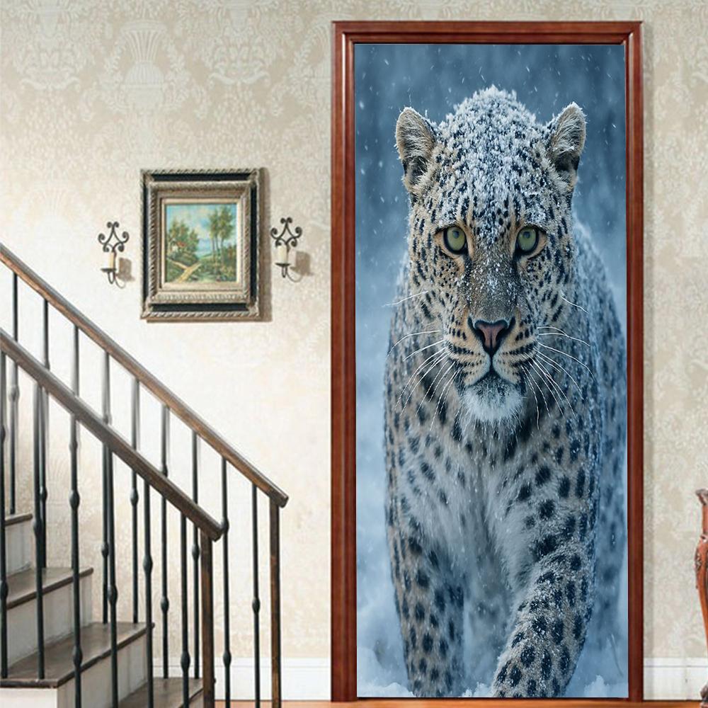 1 Stück Tiger Veranda Vinyl Türsticker Für Schlafzimmer Heimdeko Selbstklebend Abnehmbarer Wandaufkleber Türrenovierung Wasserdichtes Poster