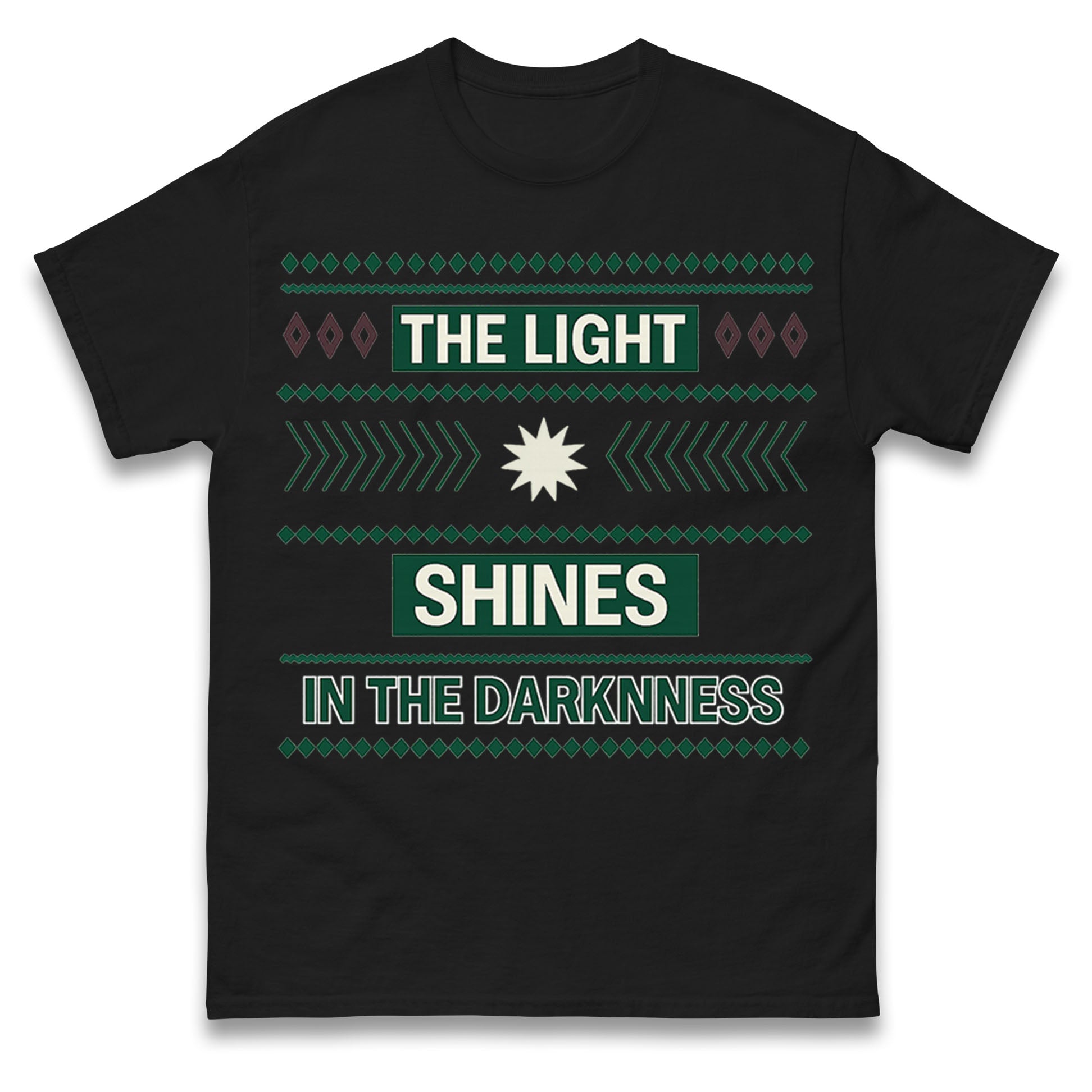 

The Light Shines in The Darkness Christmas T Shirt Tshirt Mens Womens Unisex Tops Tees 3XL