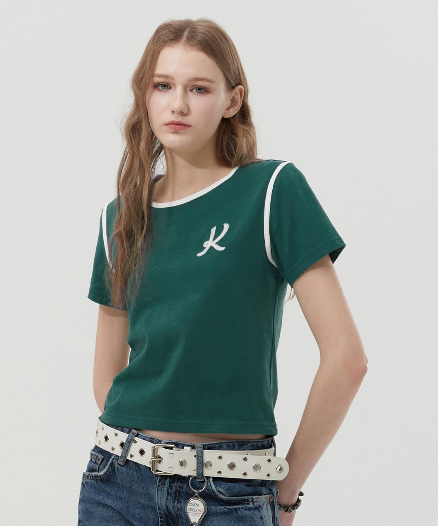 Kirsh Graphic Ringer T-Shirt [Green] Notice Details 2/1