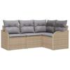 Garden Sofa Set with Storage 4 Pcs Beige Poly Rattan