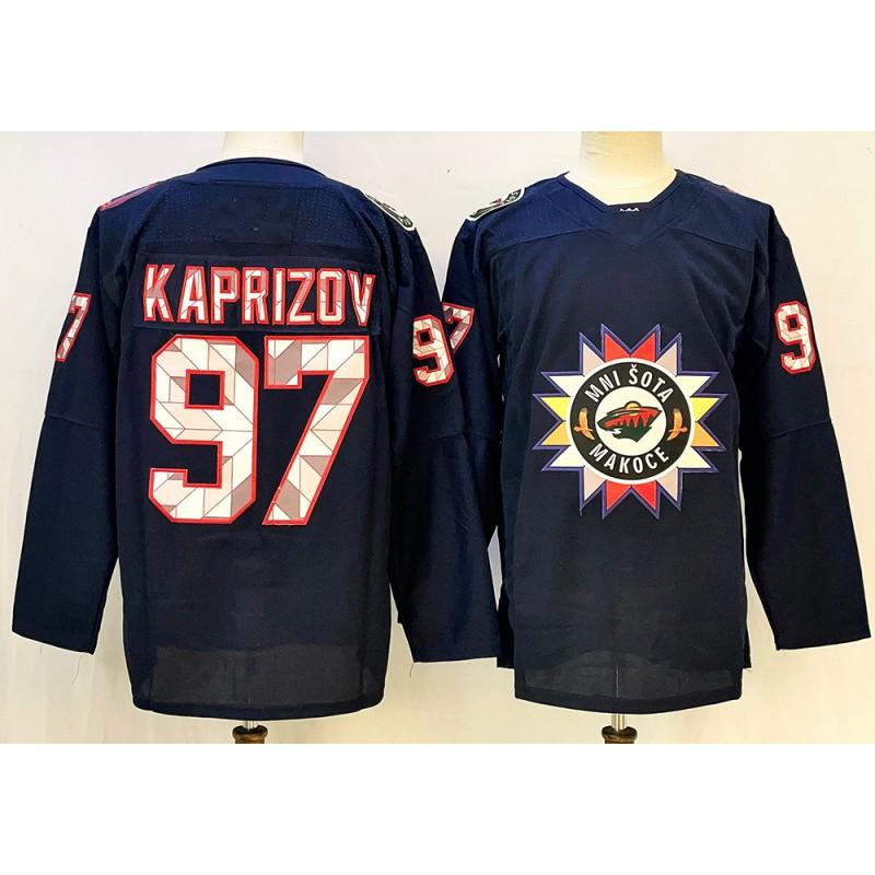 Maglia da Hockey su Ghiaccio Vintage Ricamata Personalizzata Squadra 97 Uniforme da Allenamento Uomo Misto Cotone