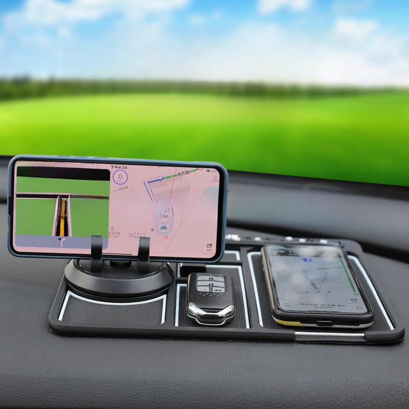 Car Phone Anti-Slip & Storage Mat with 360° Rotating Navigation Holder