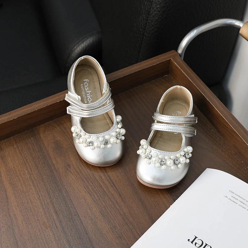 Sweet Kids Leather Shoe Shallow Versatile Girls Party Shoes Elegant Chic Children Fashion Princess Causal Flat Shoes Soft Bottom