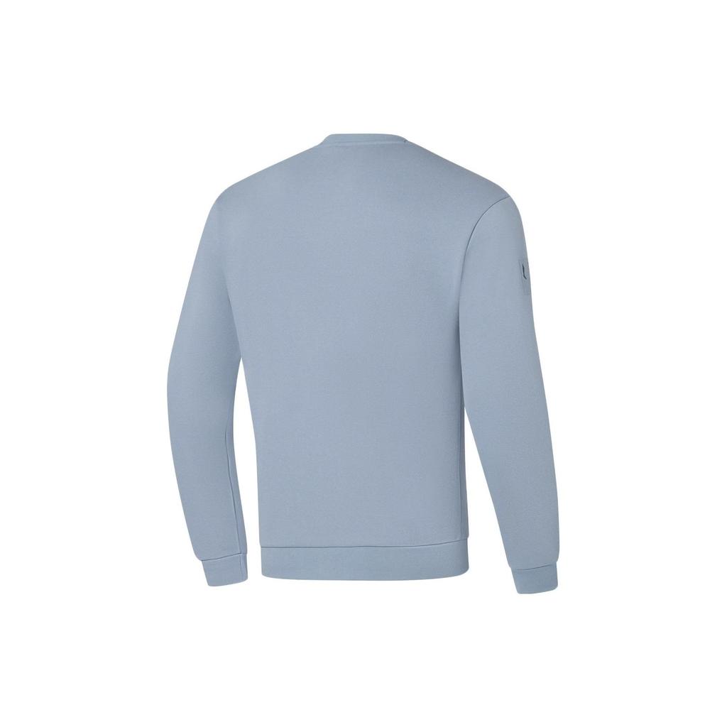 Li-Ning Fitness Series Solid Color Letter Print Crew Neck Pullover Sweatshirt Men Tops Blue AWDSA49-5
