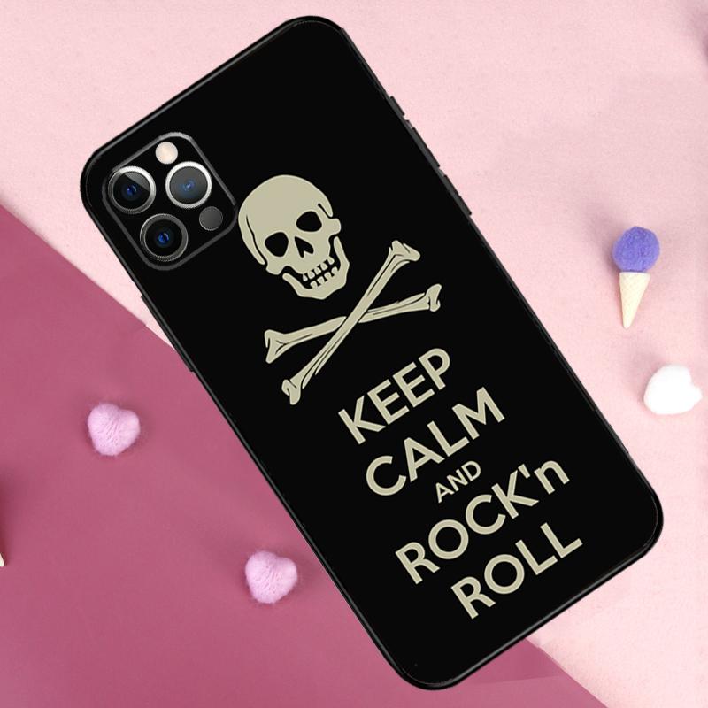 Rock Roll Skull Phone Case For iPhone 17 Pro Max 11 14 15 16 Pro Max Plus 12 13 Mini 17 Air 16e Back Cover