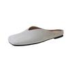 Retro Square Head Half Slippers Women's New Spring and Summer Suede Bag Head Soft Sole Flat Heel Slippers Flat Heel Shoes Large Size Shoes