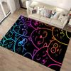 Colorful Neon Cats Pattern on Black Background Carpet1Cute Cartoon Cat Faces Design Suitable for use as an anti-slip1 for1room and bedroom sofas
