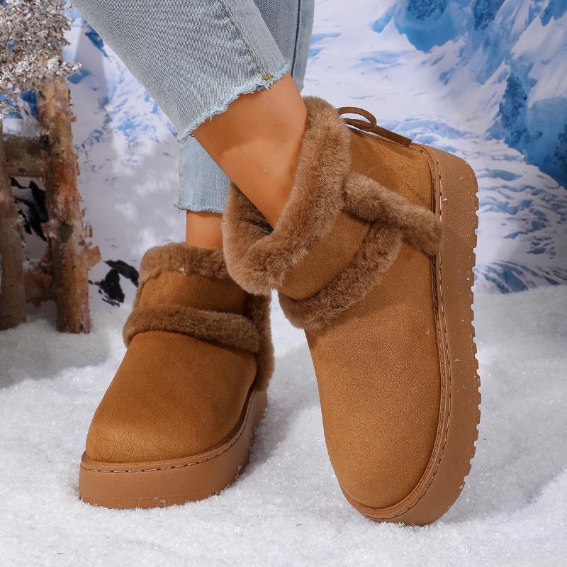 Large Size Fluffy Boots Thick-soled Heightening Snow Boots Women's European and American Wind Velvet Northeast Short Tube Thickened Warm Cotton Shoes