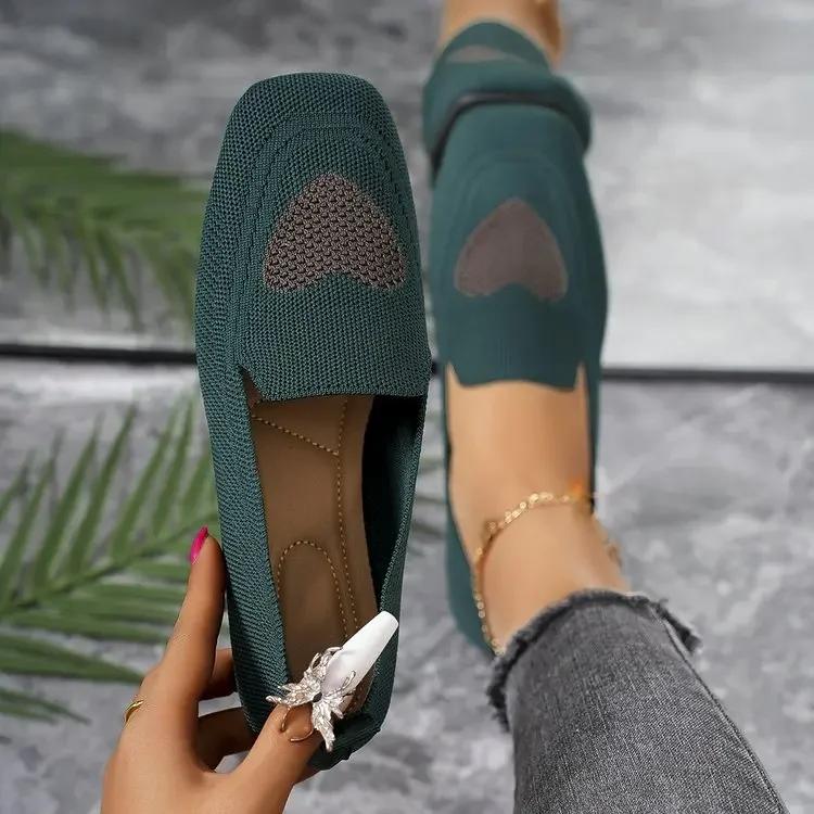 2024 Novo Estilo de Verão Elegante Confortável e Versátil Casual Bico Redondo e Resistente ao Desgaste Raso Sapatos Baixos