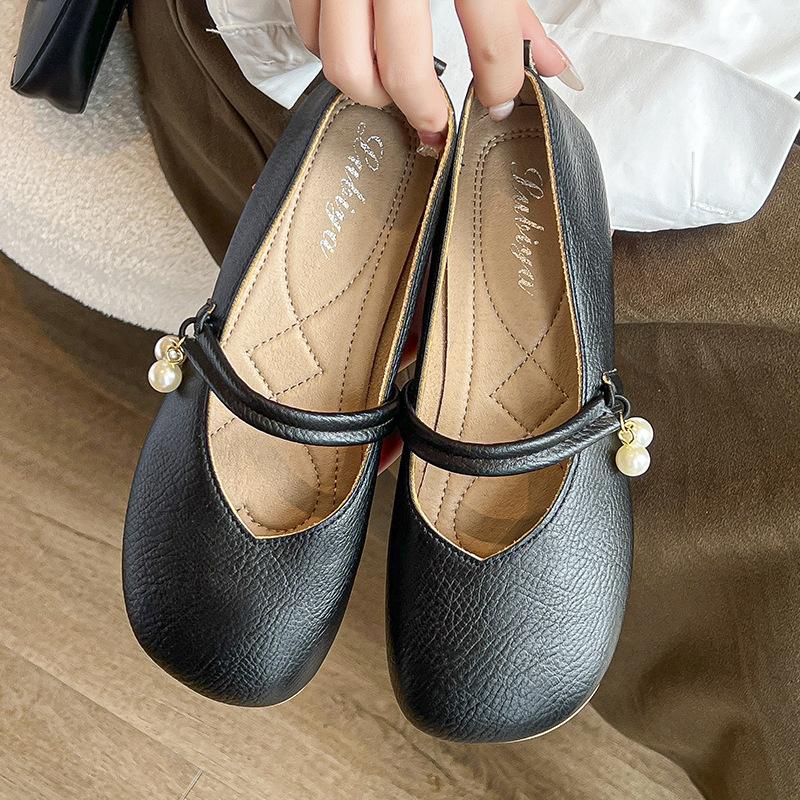 

Soft sole round head flat bottom Mary Jane shoes women s summer spring new versatile fashion shoes shoes single shoes women 40 чёрный