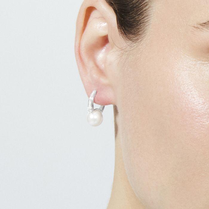 Boucle d Oreille Luxenter en alliage métallique et finition Rhodium perle blanche - Sewi