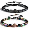 Men's Women Stone Strand Bracelet Black Hematite Beads Energy Healing