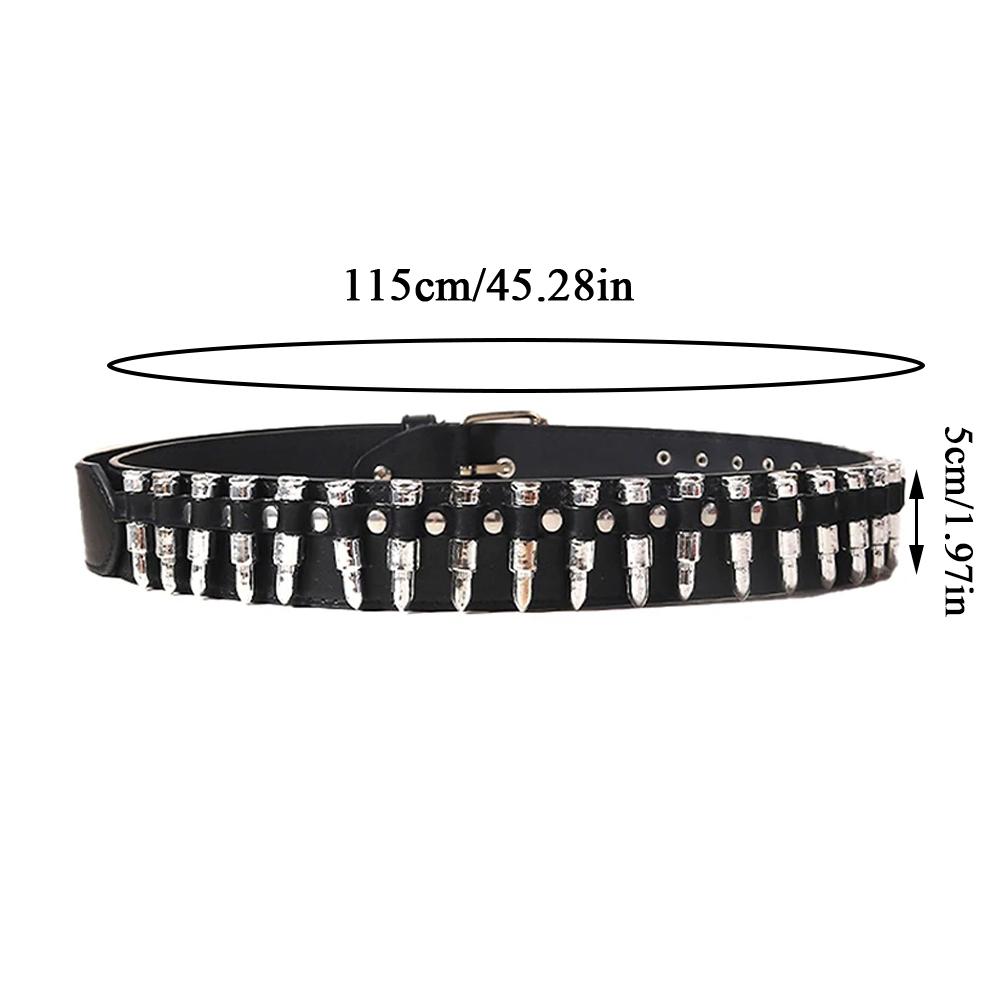 Fashion Bullet Accessories Belt Rivet Hollow Bullet Decoration Belt Leather Studded Goth Rock Punk Jeans Belt Designer Belts