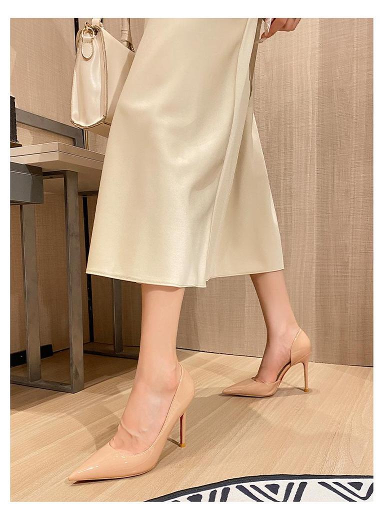 2025 New Versatile Pointed Toe Stiletto High Heels – Sexy, Mature Style In Black or Nude with Red Sole