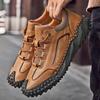 Large-sized Hand-stitched Casual Men's Shoes, Outdoor Anti-slip and Wear-resistant Men's Leather Shoes
