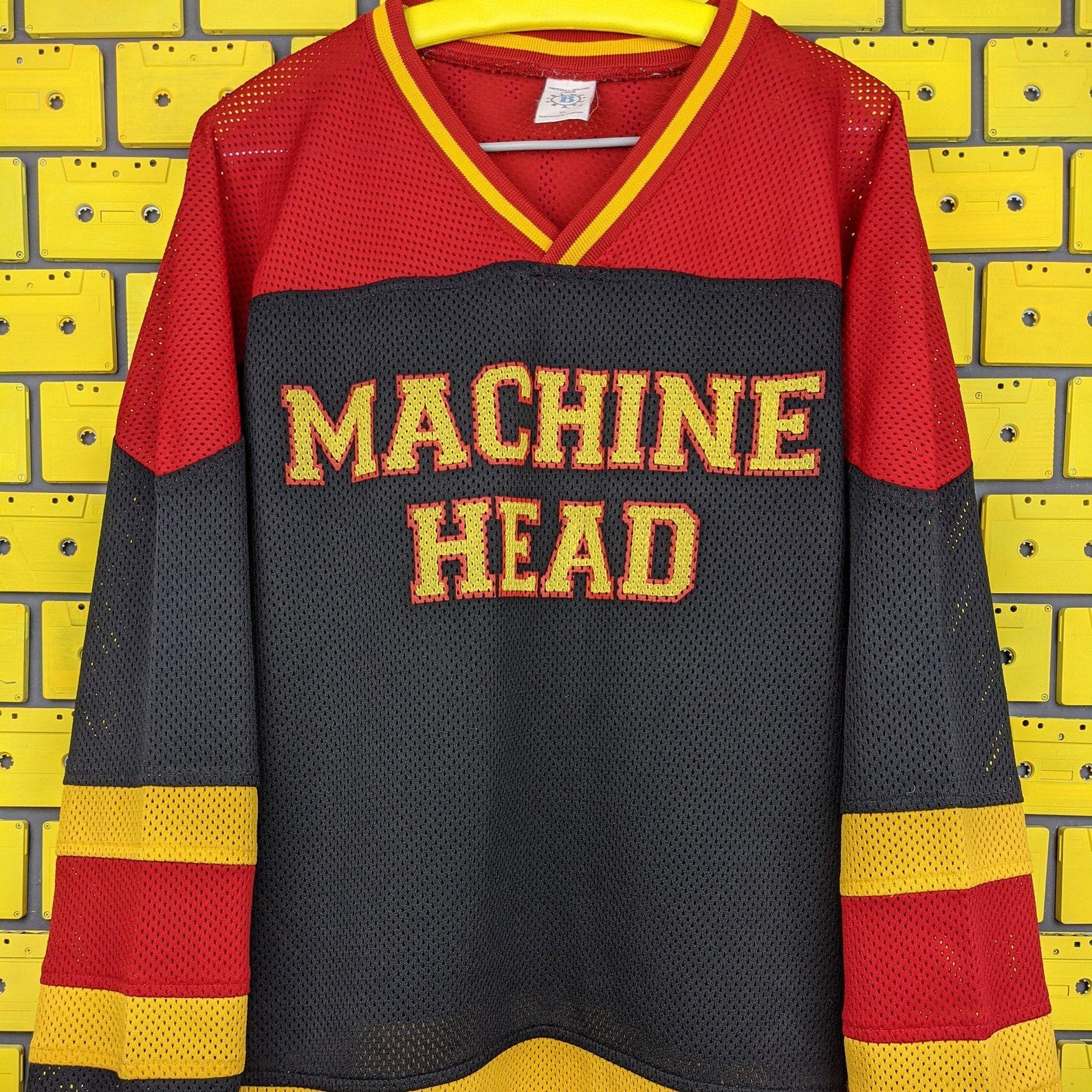 Vintage 90s Machine Head Hockey Jersey T shirt Groove Trash Nu Heavy Metal Band longsleeve Blue Grape Merch Tee Size XL 3XL