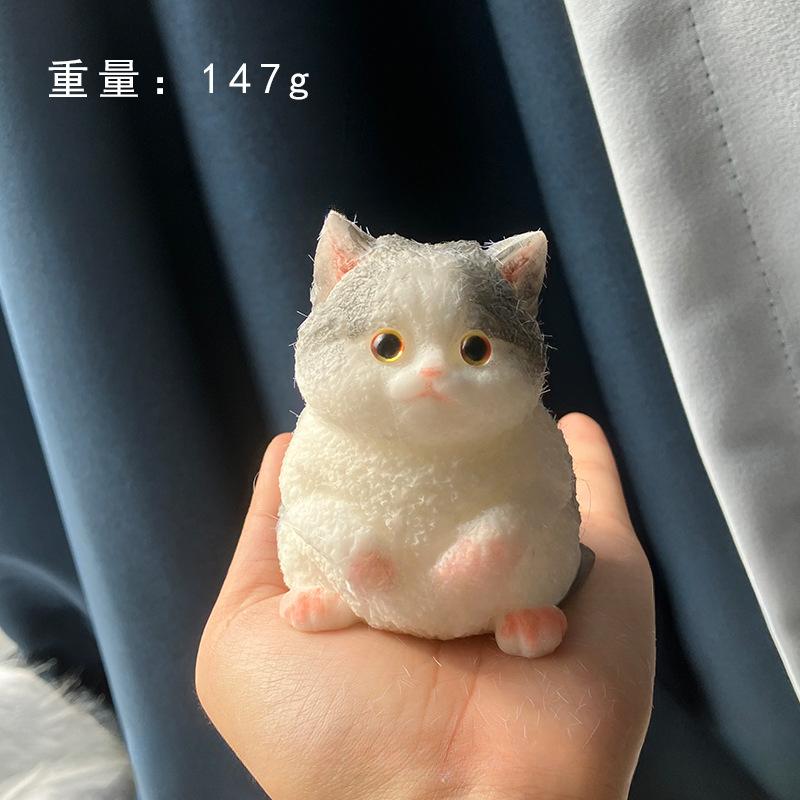 Non-Toxic Cute Big Cat Taba Squishy Silicone Fuzzy Super Big Plush Cat Handmade Kitten Squeeze Toy Mochi Toy Hand Relax Antistress Gift