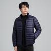 Mens Lightweight Short Down Jacket Hooded Stand Collar Winter Warm Outerwear 90% White Duck