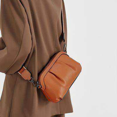 Petit Sac en Cuir de Vachette Pleine Fleur Polyvalent et Tendance Sac à Bandoulière Simple Sac Bandoulière Simple