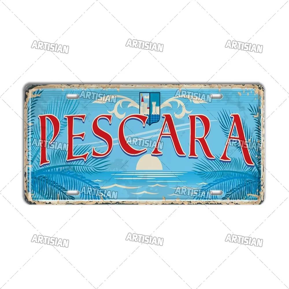 Artisian Italy City State Travel Car Plate Province Metal Sign Landmark License Plate Decorative Tin Plaque Wall Decor Piece