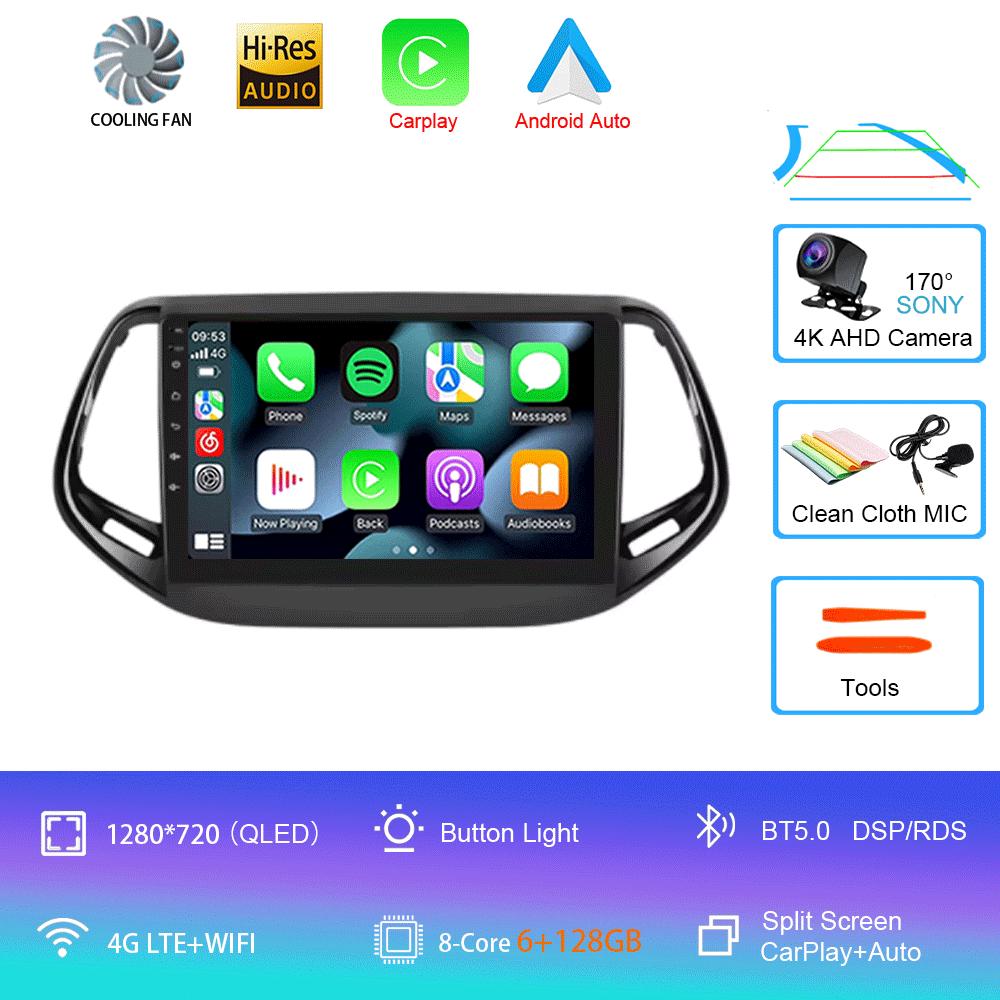 For Jeep Compass 2017 - 2019 360 Camera Head Unit Android 14 Video Player Car Radio Autoradio Multimedia GPS Navigation Monitor