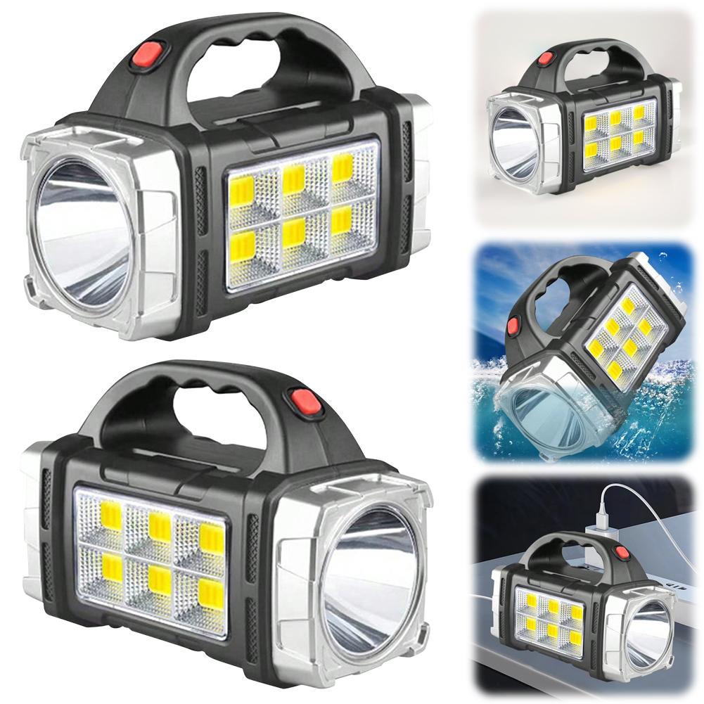 Emergency Camping Lamp Portable Powerful Flashlight USB Rechargeable IP44 Waterproof LED Handheld Spotlight for Hiking Adventure