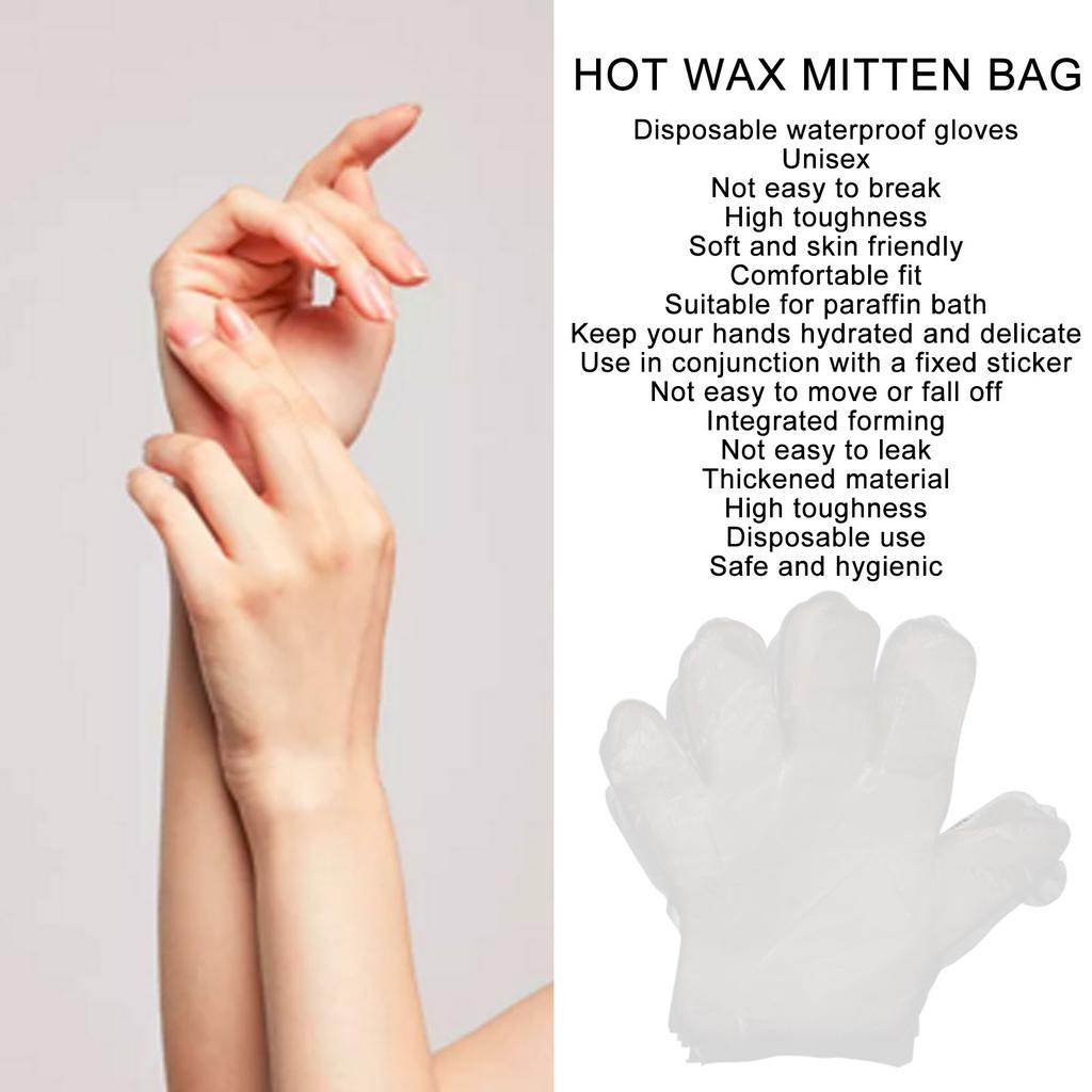 100pcs Paraffin Wax Bath Liners for Hands Disposable Plastic Spa Hot Wax Treatment Mitten Bags Covers