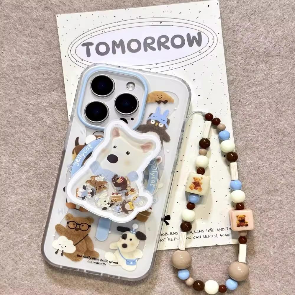 Winter Animal Penguin Shaking Apple 16 Double Layer IPhone 15 Magnetic Bracket 14 Cute 13 Mobile Phone Case