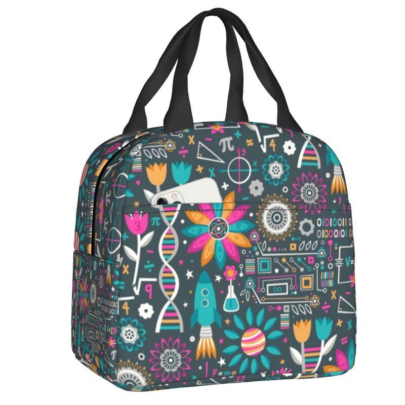 Science Chemistry Pattern Portable Lunch Box for Chemical Lab Tech Thermal Cooler Food Insulated Lunch Bag Kids School Children