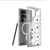 Blue Floral Magnetic Transparent Case for iPhone 15/16/17 Pro Max