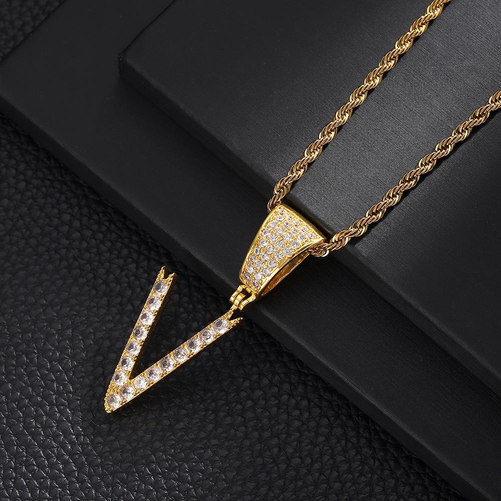 26 English Women'S Letter Pendants Necklace Twist Chain Zircon Letter Pendants Jewelry