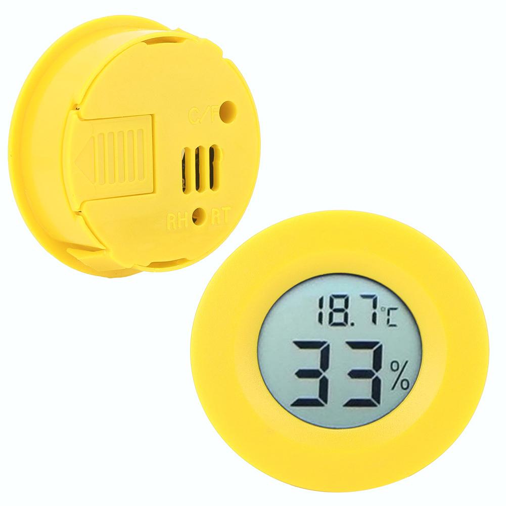 Mini Circular Embedded Digital LCD Thermometer Hygrometer Humidity Temperature Meter IndoorYellow Color: Yellow, Red, White, Blue, Green, Black (Opt