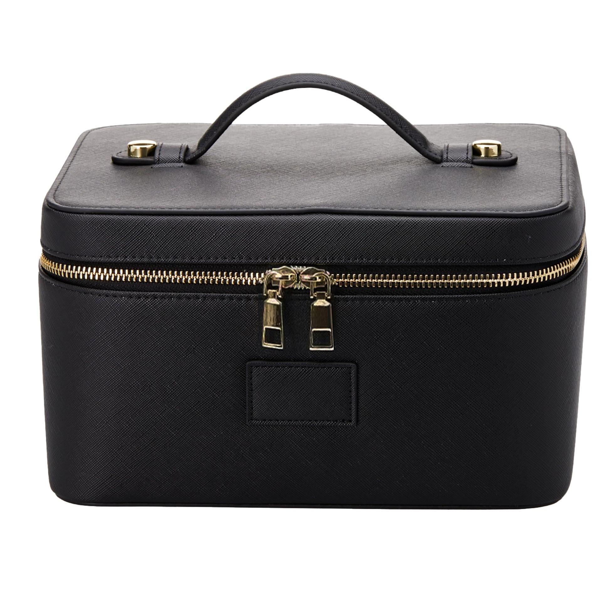 Pu Cosmetic Bag with Detachable Double Zipper, Portable Capacity Storage Bag, Portable Travel Cosmetic Bag чёрный