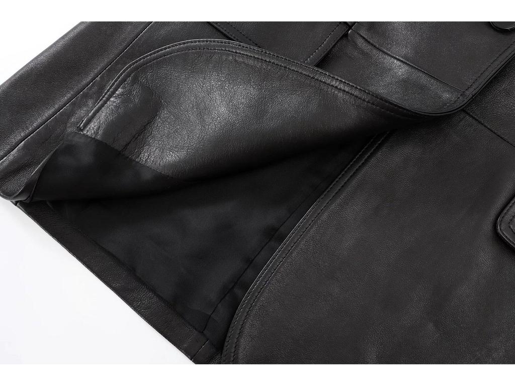 2025 Women's Casual Faux Leather Lapel Jacket - European & American Style