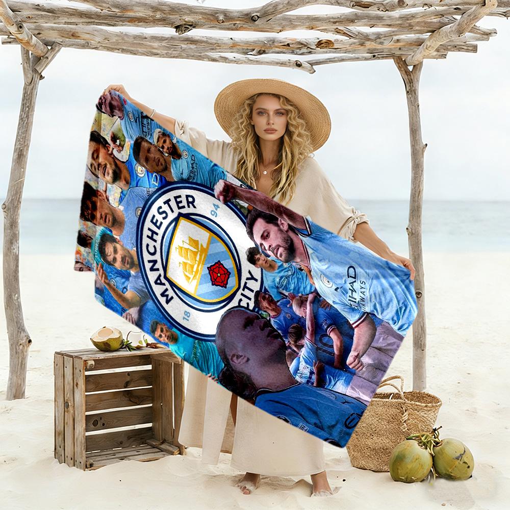 Love Manchester City Fc Beach Towel Super Soft Microfiber Quickdry Fabric Comfortable Lightweight