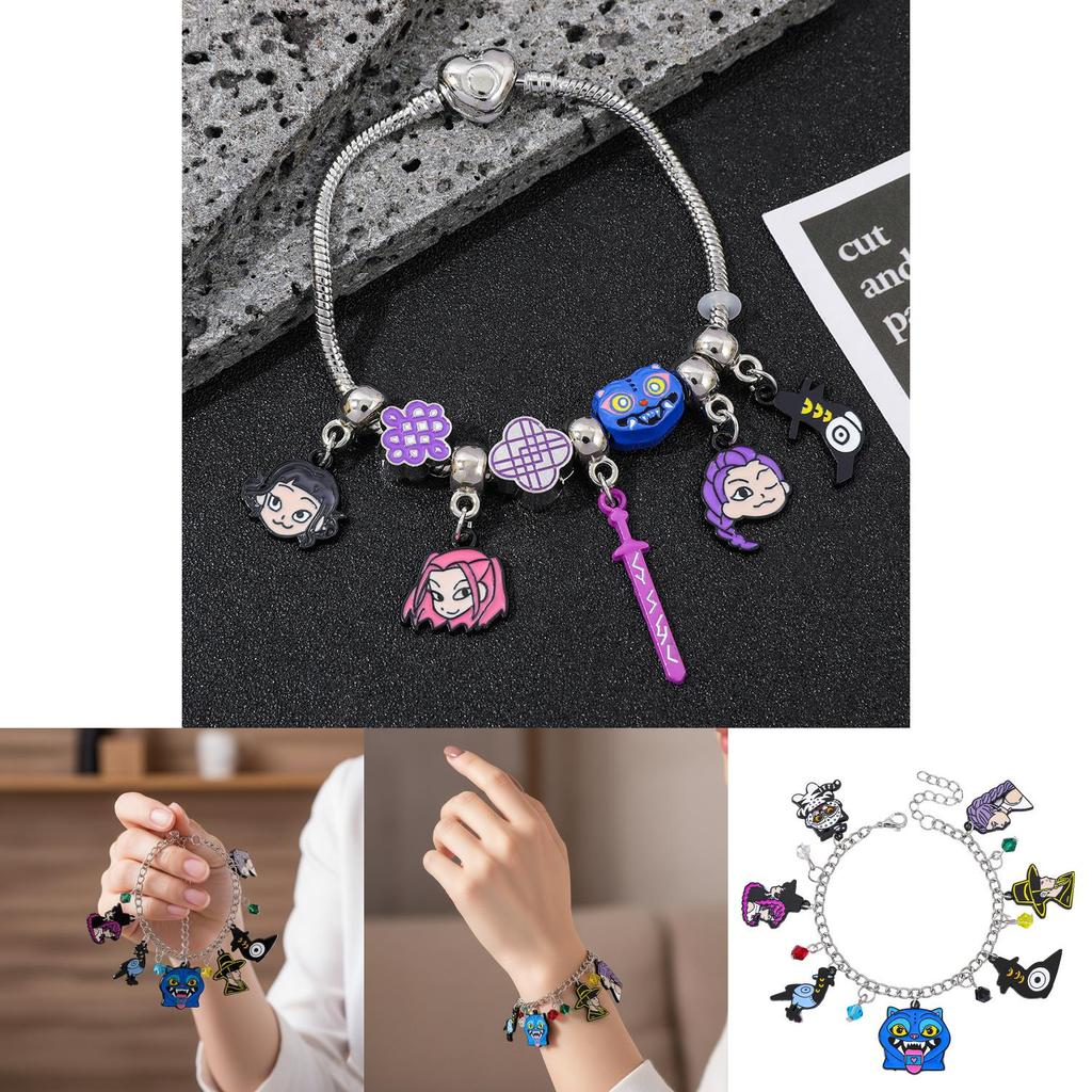 Kpop Demon Hunters Cartoons Bracelet With Alloy Beads For Gift Giving And Daily Wear