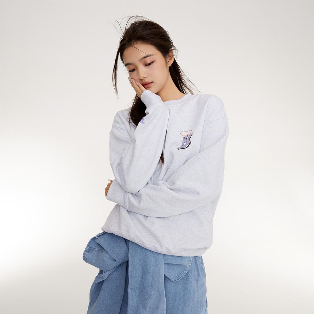 New MLB Boston Red Sox LIKE Collection 24FW Crewneck Sweatshirt Unisex Light Heather Gray 3AMTL0134-43MGL