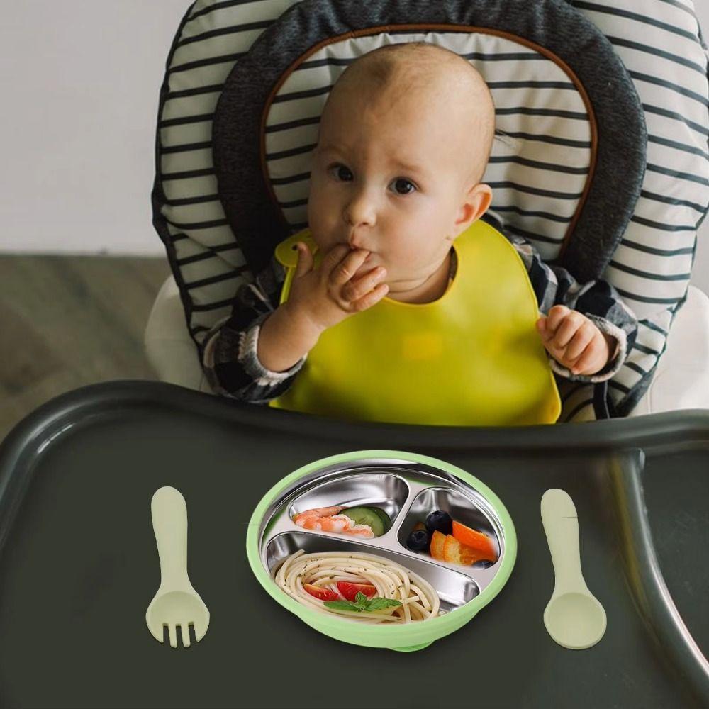 Divided Design 3 Grids Children Dishes Kids Feeding Bowls Toddle Training Tableware