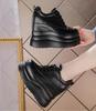 Women 13cm Genuine Leather Platform Wedge Flats Shoes Chunky Sneaker Casual Comfy High Spring Autumn Vulcanize Shoe
